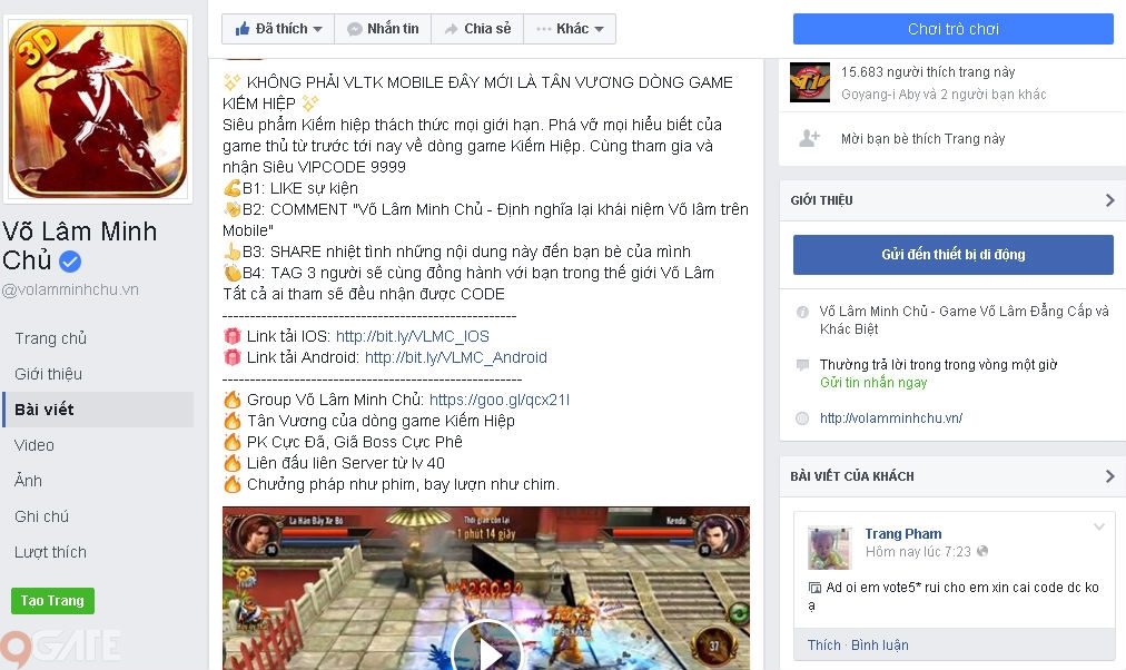 Điểm Tin Sáng 2/11: VTC Mobile tự phong Võ Lâm Minh Chủ mới là tân vương dòng game kiếm hiệp