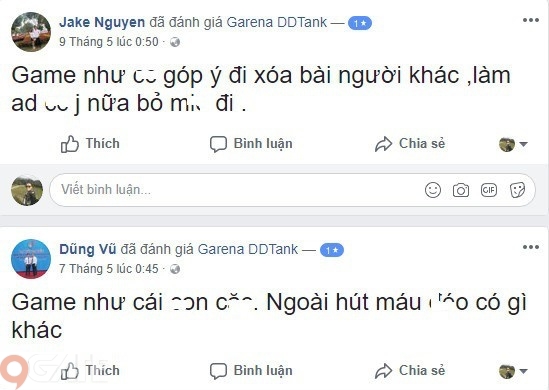 Một vài bình luận nặng nề của game thủ Việt