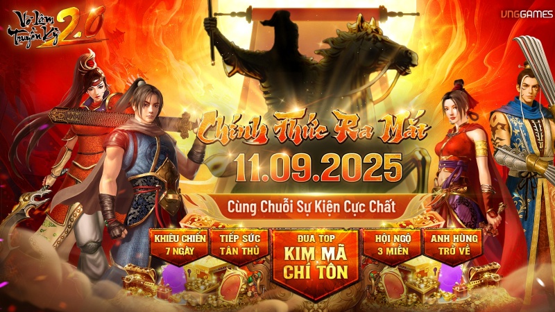 Võ Lâm Truyền Kỳ 2.0 PC chính thức ra mắt ngày 11/09/2025: Giang hồ tái hội, ký ức huyền thoại sống dậy