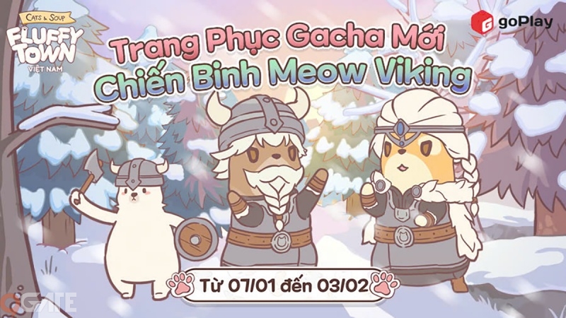 Khi chiến binh Viking hóa mèo trong Cats & Soup: Fluffy Town Việt Nam